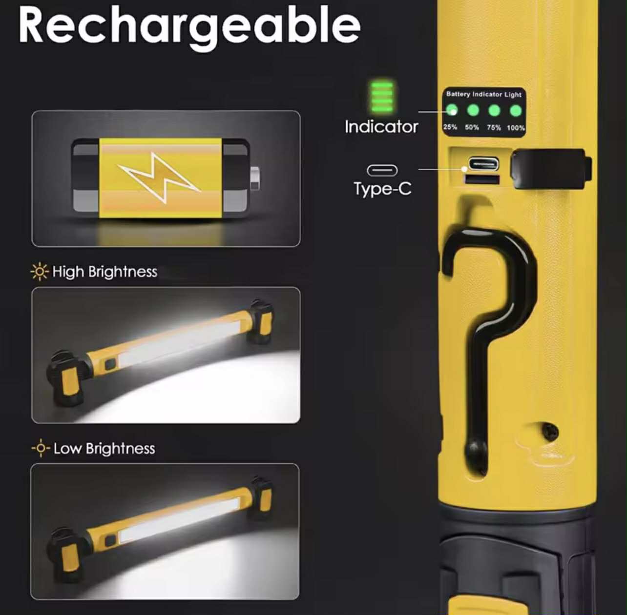 Rotating Magnetic & Hooks LED Light Baton