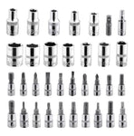 46pcs Socket Ratchet Wrench Set 1/4" External Torx Screwdriver Bit Extension Bar W/Case