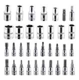 46pcs Socket Ratchet Wrench Set 1/4" External Torx Screwdriver Bit Extension Bar W/Case