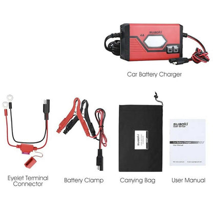 SUAOKI 6V/12V Battery Charger 4AMP Auto Battery Maintainer W/LCD Display