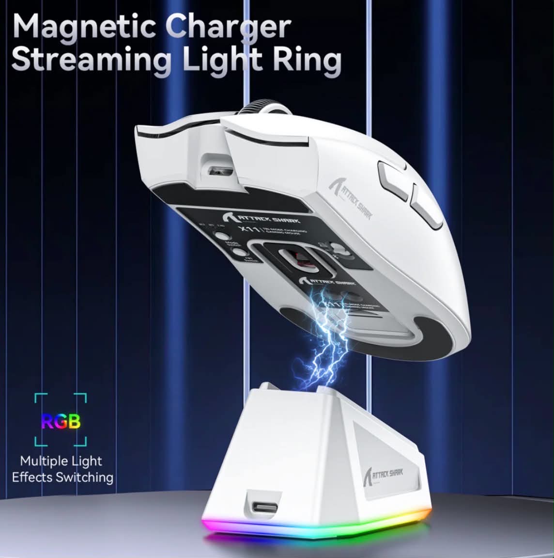 ATTACK SHARK X11 Gaming Mouse W/Magnetic Charging Dock RGB LED