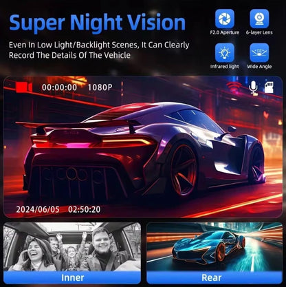 3 Cameras Dash Camera FHD Night Vision W/Display & APP