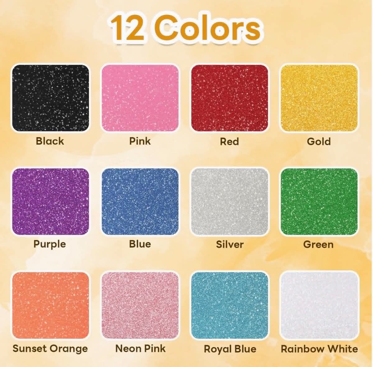 HTVRONT Glitter Heat Transfer Vinyl - 13 Sheets 12" x 10"