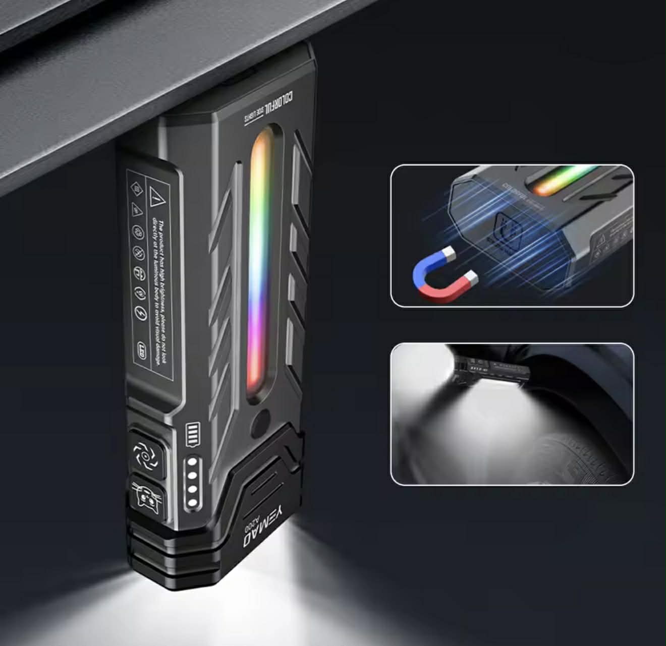 YEMAO A200 Powerful Long-Range EDC Flashlight W/Atmosphere Light, Magnet & Clip