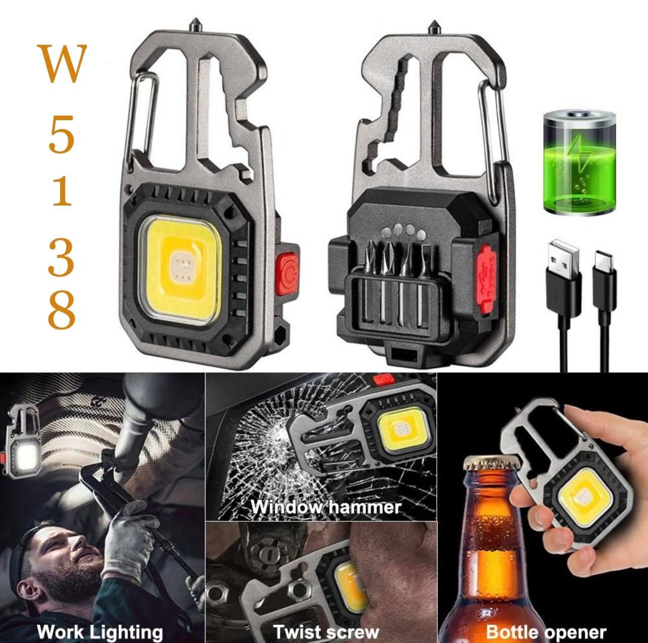 Mini COB Keychain Light W/4in1 Screwdriver & 7in1 Wrench | 2 Styles | Optional Tripod