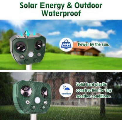 Solar Powered Ultrasonic Animal and Bird Repeller W/Flashing Light