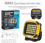 Portable LED Multifunctional Rechargeable Work Light Tricolor + Red W/Magnet