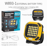 Portable LED Multifunctional Rechargeable Work Light Tricolor + Red W/Magnet