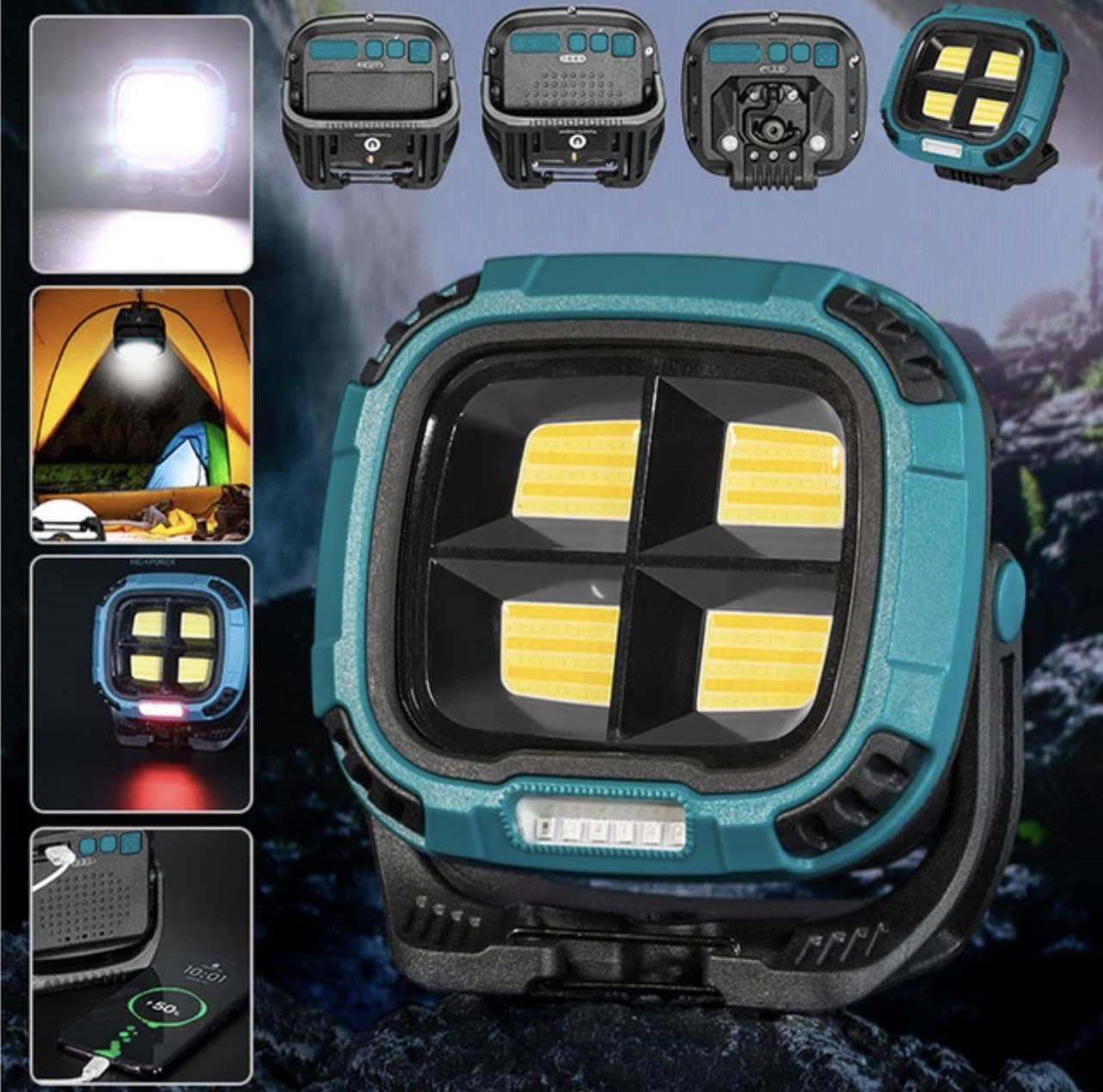 Portable LED Multifunctional Rechargeable Work Light Tricolor + Red W/Magnet
