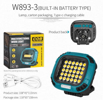 Portable LED Multifunctional Rechargeable Work Light Tricolor + Red W/Magnet