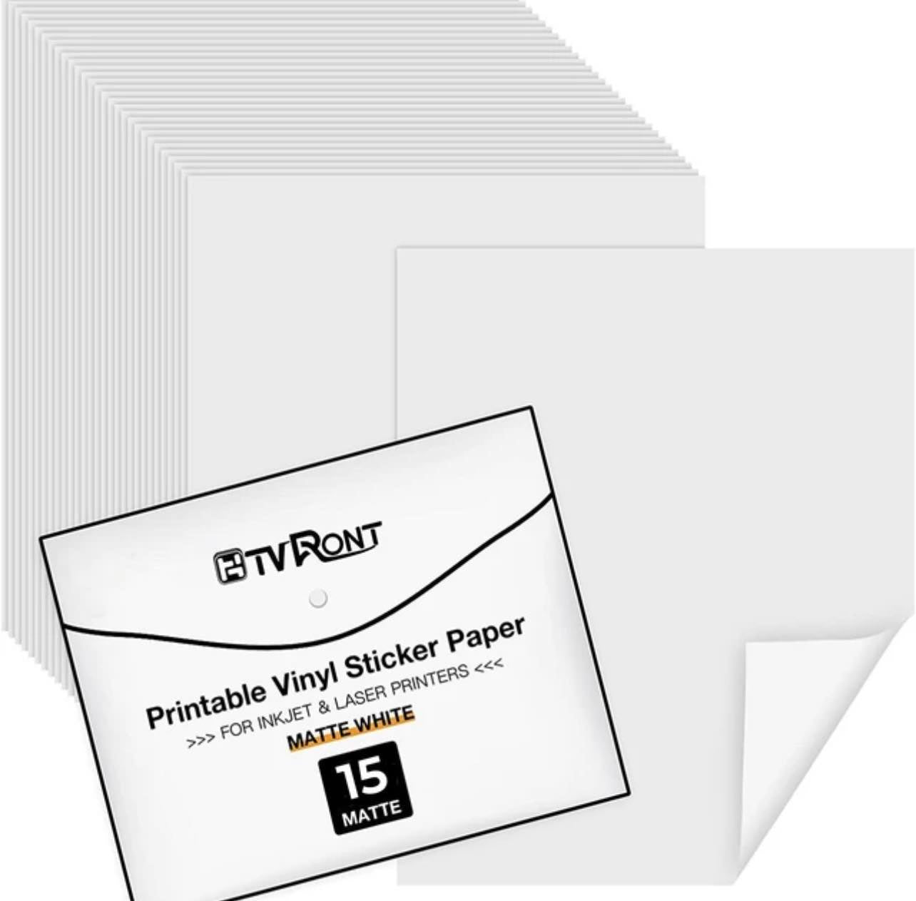 HTVRONT Matte Printable Vinyl Sticker Bundle | 8.5"x11" 15 sheets