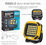 Portable LED Multifunctional Rechargeable Work Light Tricolor + Red W/Magnet