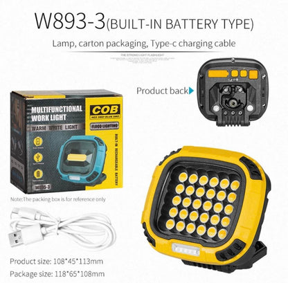 Portable LED Multifunctional Rechargeable Work Light Tricolor + Red W/Magnet