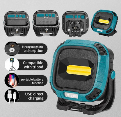 Portable LED Multifunctional Rechargeable Work Light Tricolor + Red W/Magnet