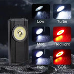 Mini Metal Magnetic Base Keychain Light Rechargeable W/Back Clip