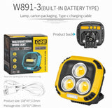 Portable LED Multifunctional Rechargeable Work Light Tricolor + Red W/Magnet