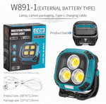 Portable LED Multifunctional Rechargeable Work Light Tricolor + Red W/Magnet