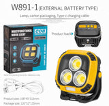 Portable LED Multifunctional Rechargeable Work Light Tricolor + Red W/Magnet