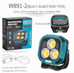 Portable LED Multifunctional Rechargeable Work Light Tricolor + Red W/Magnet