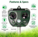 Solar Powered Ultrasonic Animal and Bird Repeller W/Flashing Light