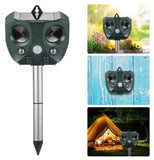 Solar Powered Ultrasonic Animal and Bird Repeller W/Flashing Light