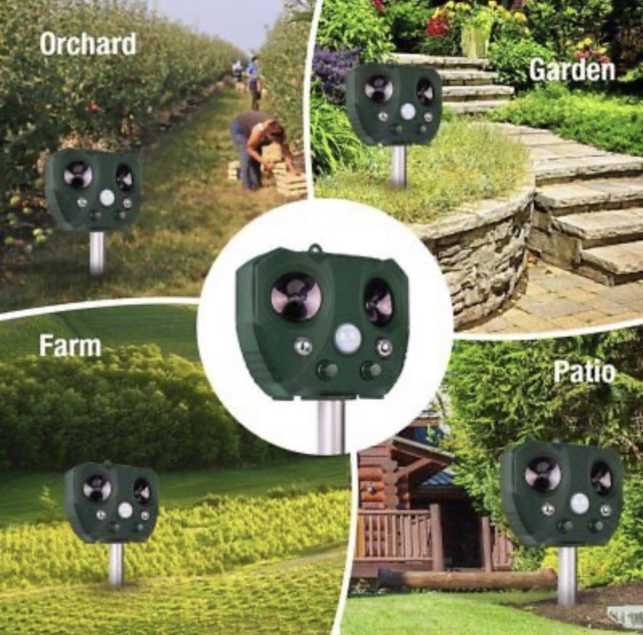 Solar Powered Ultrasonic Animal and Bird Repeller W/Flashing Light
