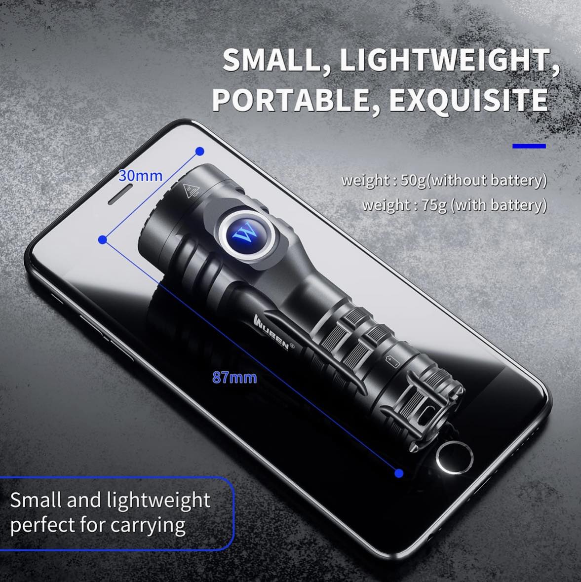 WUBEN E6 LED Flashlight EDC Small Steel Cannon Strong Flashlights | Black