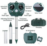 Solar Powered Ultrasonic Animal and Bird Repeller W/Flashing Light