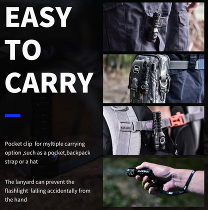 WUBEN E6 LED Flashlight EDC Small Steel Cannon Strong Flashlights | Black