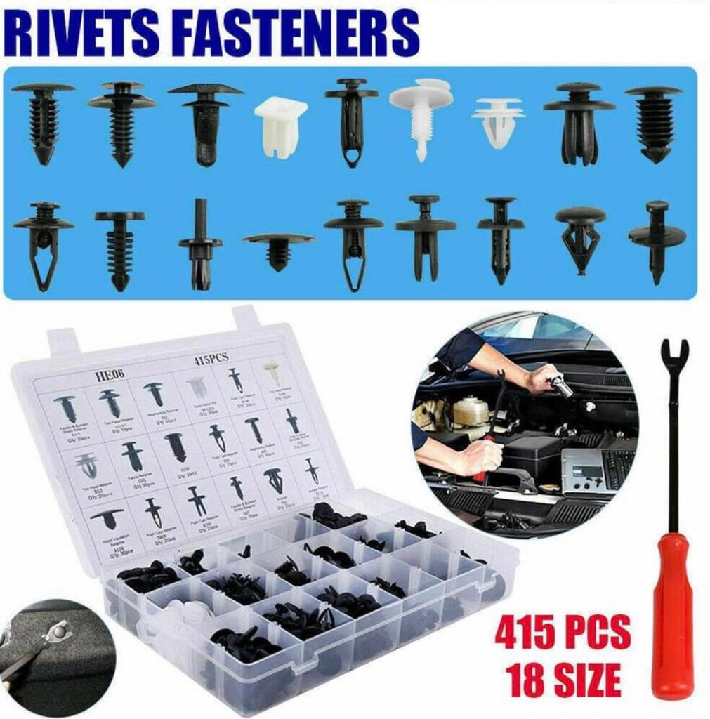 415pcs Car Body Plastic Rivets Push Pin Trim Clip Kit W/Removal