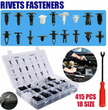 415pcs Car Body Plastic Rivets Push Pin Trim Clip Kit W/Removal Tool
