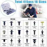 415pcs Car Body Plastic Rivets Push Pin Trim Clip Kit W/Removal Tool