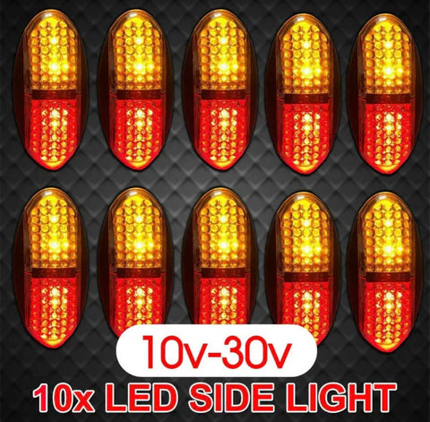 10pcs LED Trailer Truck 10V-30V Side Marker Amber & Red