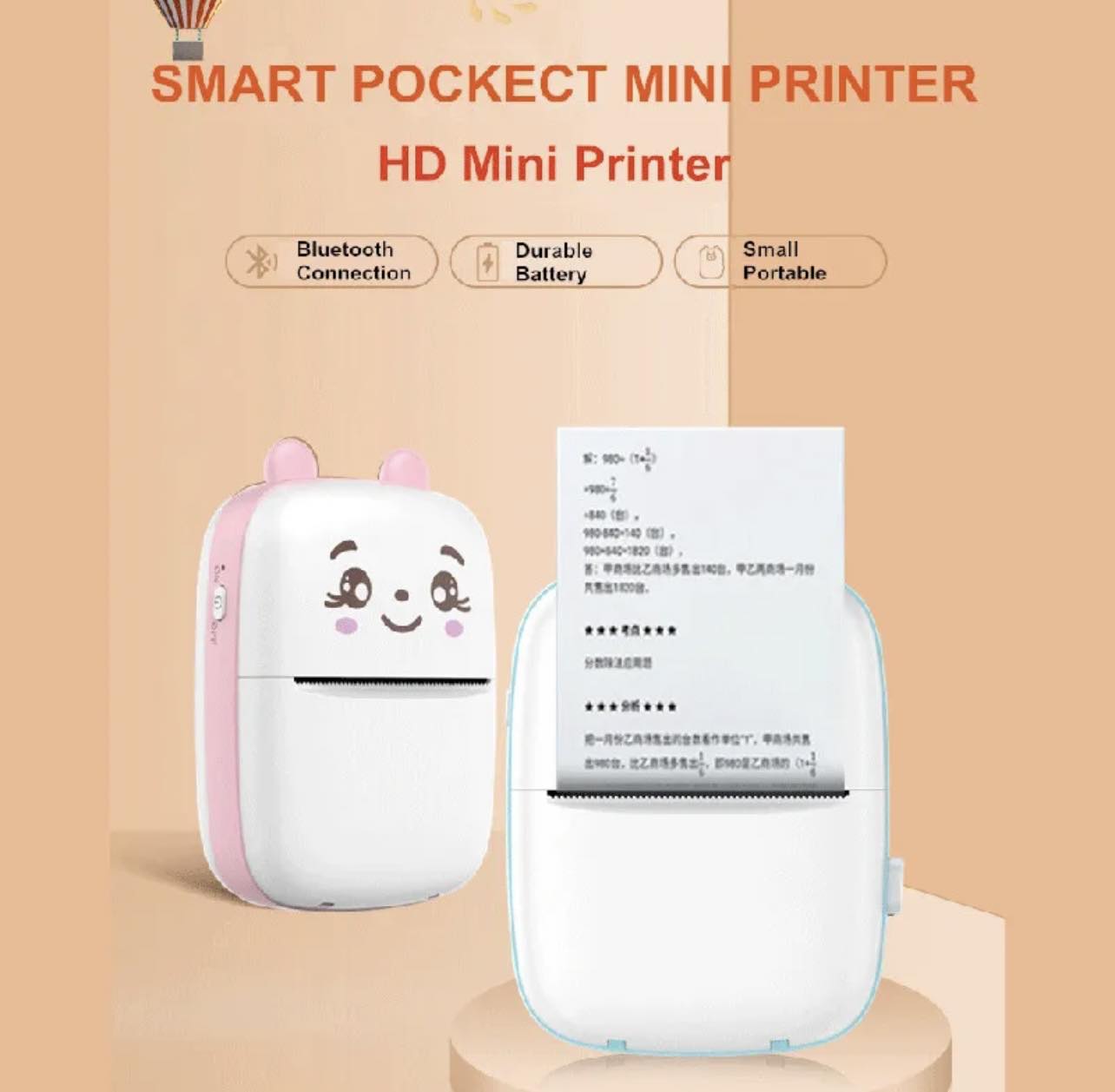 MiNi Pocket Thermal Printer BT W/Android or iOS APP | 2 Color