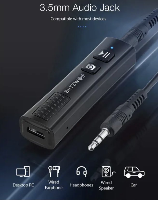 BlitzWolf 2 in 1 Mini Wireless USB BT AUX Music Audio Receiver | BW-BR0