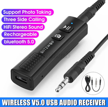 BlitzWolf 2 in 1 Mini Wireless USB BT AUX Music Audio Receiver | BW-BR0