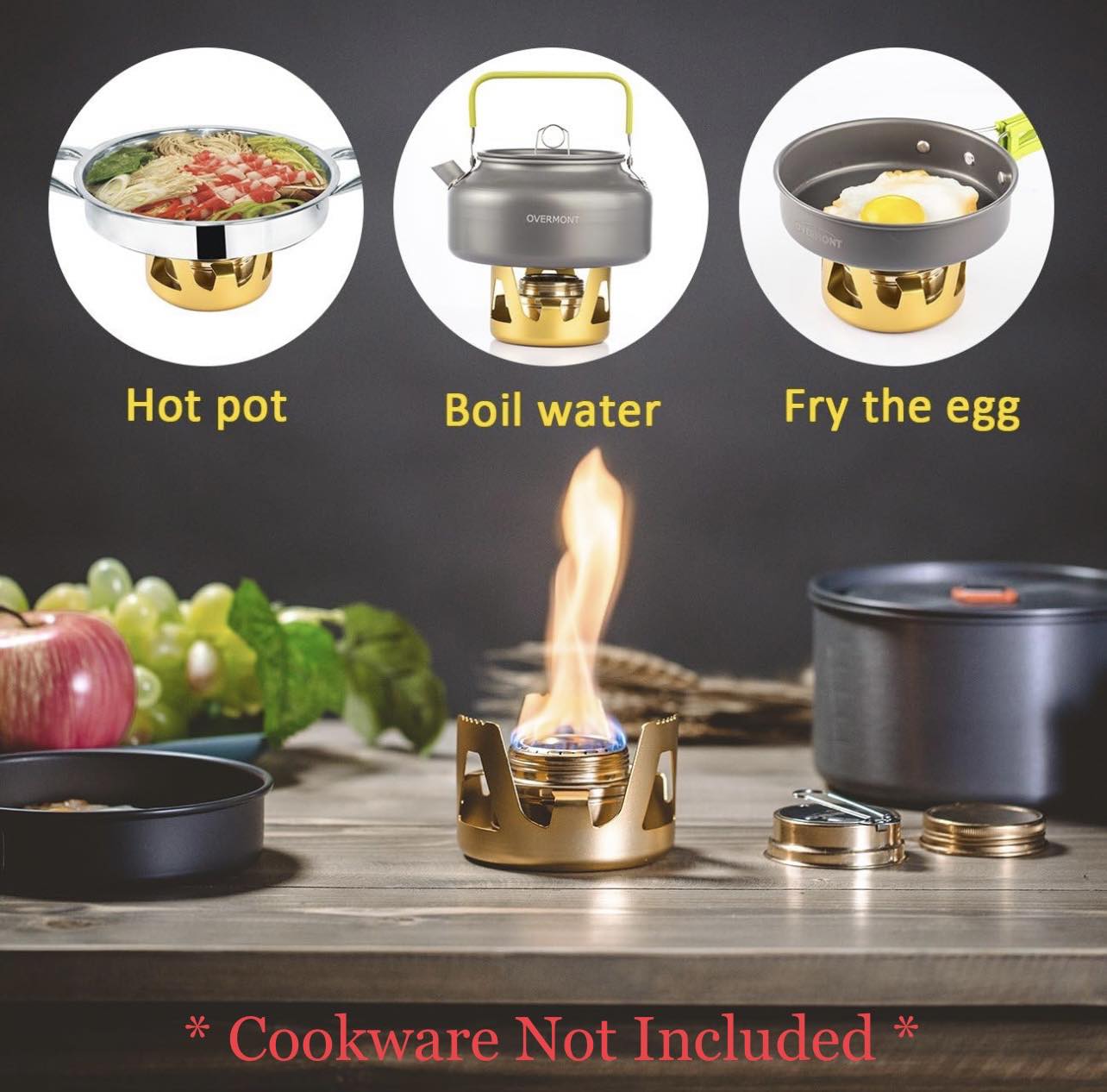 OVERMONT Mini Copper Spirit Cooker Camping Stove W/Stand