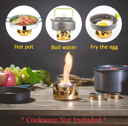 OVERMONT Mini Copper Spirit Cooker Camping Stove W/Stand