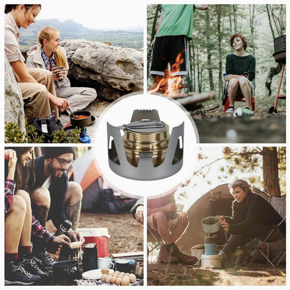 OVERMONT Mini Copper Spirit Cooker Camping Stove W/Stand