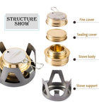OVERMONT Mini Copper Spirit Cooker Camping Stove W/Stand