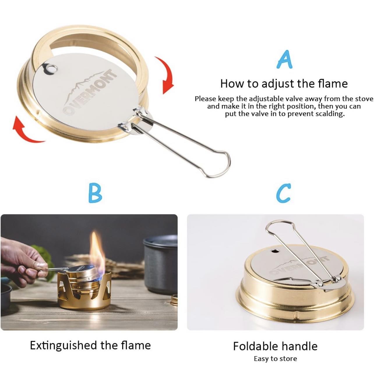 OVERMONT Mini Copper Spirit Cooker Camping Stove W/Stand