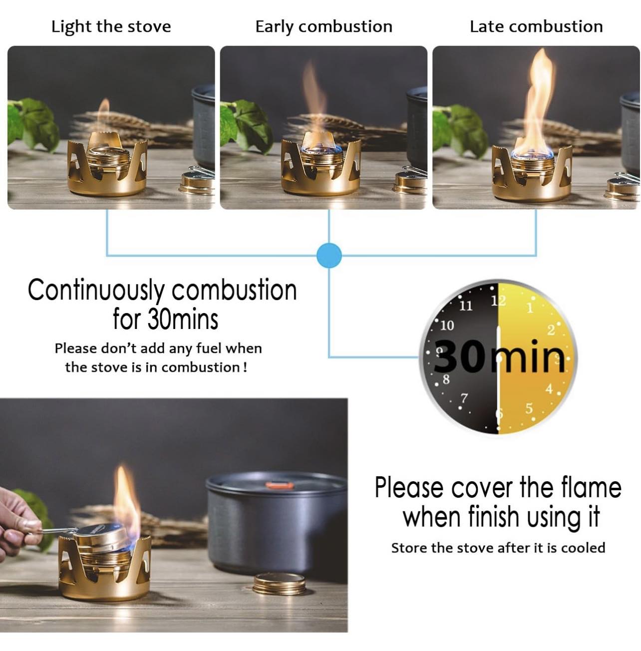 OVERMONT Mini Copper Spirit Cooker Camping Stove W/Stand