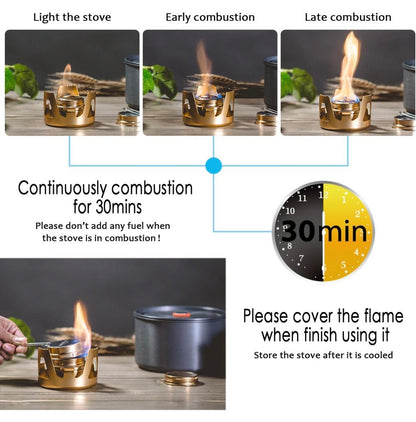 OVERMONT Mini Copper Spirit Cooker Camping Stove W/Stand