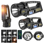 350° Rotating LED + Flood COB Flashlight W/USB + Solar Rechargeable | 2 Size