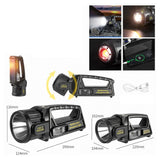 350° Rotating LED + Flood COB Flashlight W/USB + Solar Rechargeable | 2 Size
