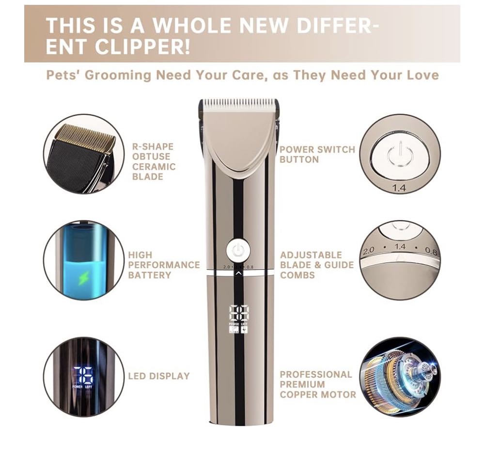 Pro Cordless Pet Hair Clippers Grooming Set