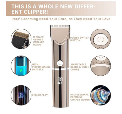 Pro Cordless Pet Hair Clippers Grooming Set