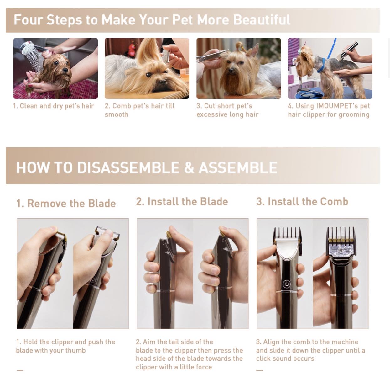 Pro Cordless Pet Hair Clippers Grooming Set