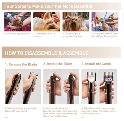 Pro Cordless Pet Hair Clippers Grooming Set