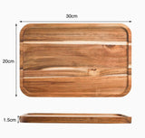 Acacia Log Rectangle Solid Wooden Plate Tray | 30x20cm